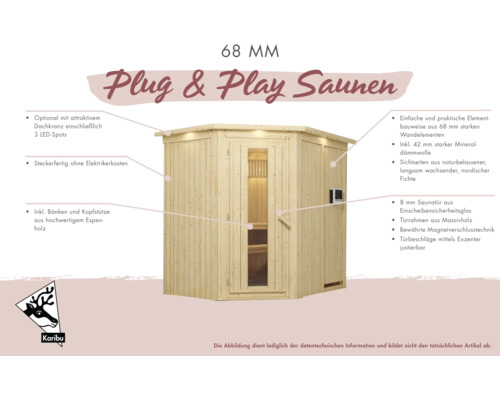 Sauna mit Glastür und Bänken aus Espenholz