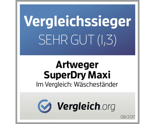 Vergleich.org test seal: Artweger SuperDry Maxi clothes drying rack is the test winner with a rating of very good