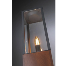 Gartenleuchte aus Holz und Glas mit Leuchtmittel