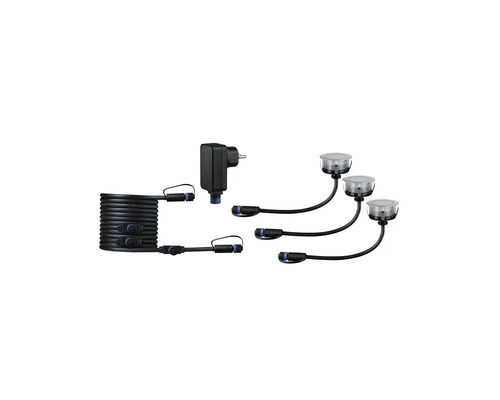 Bodeneinbaustrahler Set mit drei Leuchten, Kabel und Transformator