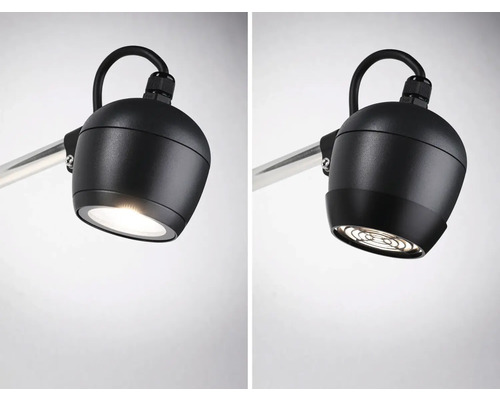 Schwenkbarer Strahler mit LED Leuchtmittel, zur Verwendung als Deckenleuchte oder Wandleuchte.