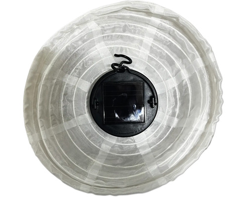 Weiße Solarlaterne mit Solarpanel und Aufhängevorrichtung