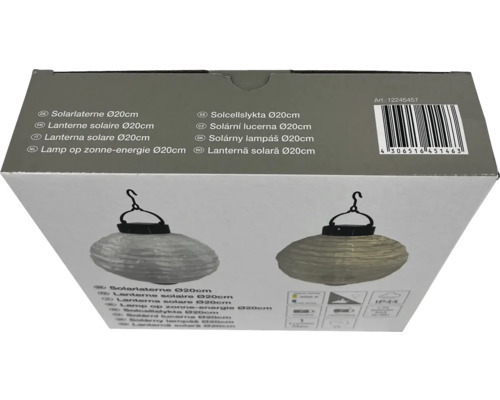 Verpackung einer Solarlaterne mit 20 Zentimeter Durchmesser