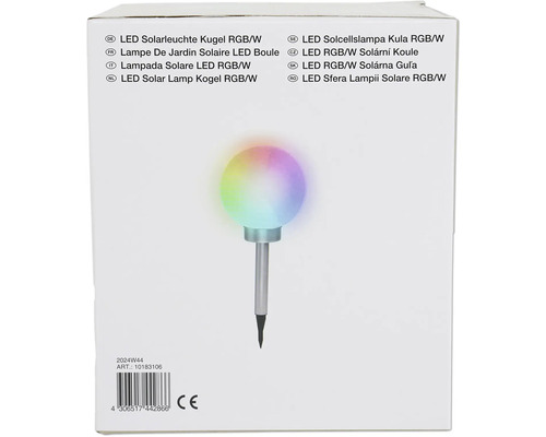 LED Solarleuchte Kugel RGB/Weiss in Produktverpackung