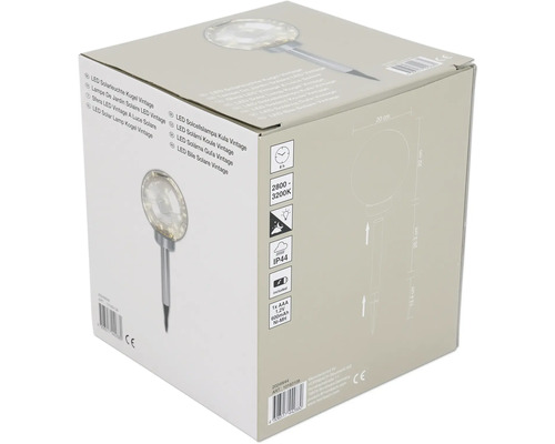 Verpackung einer LED Solarleuchte Kugel Vintage