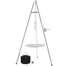 Schwenkgrill mit Dreibein, Grillrost, Kessel und Schöpfkelle