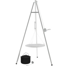 Schwenkgrill mit Dreibein, Grillrost, Topf und Schöpfkelle