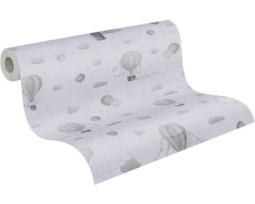 Tapetenrolle mit Heißluftballons und Wolken Muster