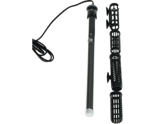 Aquarienheizer mit Schutzkorb und Saugnäpfen zur Befestigung