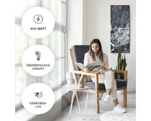 Wohnraum mit Infrarotheizung: 800 Watt, Überhitzungsschutz und geräuschloser Betrieb