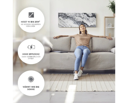 Infrarot Natursteinheizung Marwona Qarama 100x40 cm 800 Watt inkl. Funkthermostat und Empfänger
