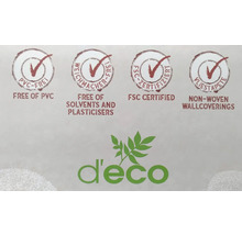 Informationen zu Tapeteneigenschaften: PVC-frei, frei von Lösungsmitteln und Weichmachern, FSC zertifiziert, Vliestapete