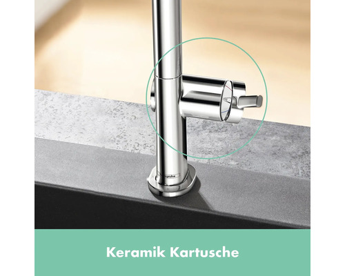 Detailaufnahme einer Küchenarmatur mit Keramikkartusche