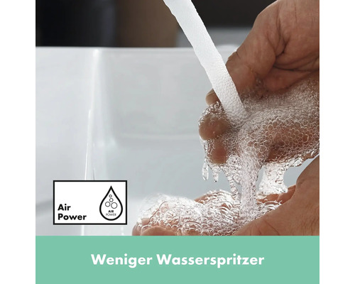 Wasserhahn mit Luftstrom erzeugt weniger Spritzer