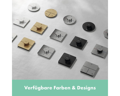 Verschiedene Designs und Farben von thermostatischen Duscharmaturen