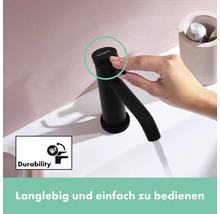 hansgrohe Waschtischarmatur TECTURIS S 110 CoolStart schwarz matt mit Zugstangen-Ablaufgarnitur 73318670