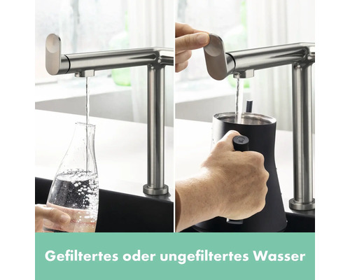 Wasserhahn mit der Option für gefiltertes oder ungefiltertes Wasser