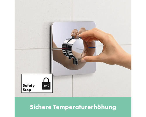 Aufputz Brausethermostat mit Sicherheitssperre und Hand am Regler