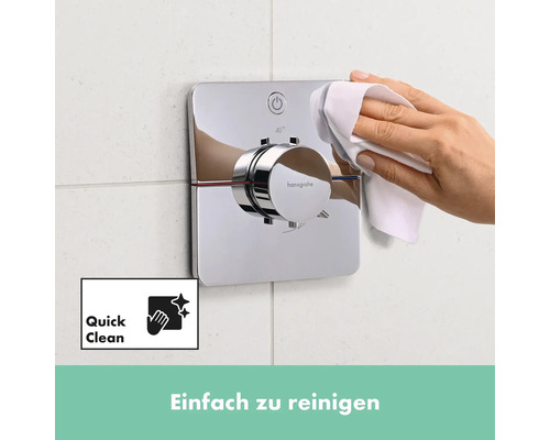 Hansgrohe Armatur wird mit einem Tuch gereinigt