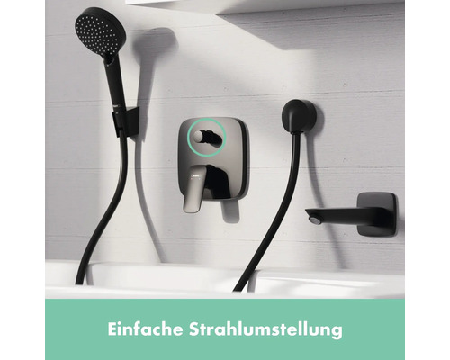 Aufputz Badarmatur Set mit Handbrause und Umstellung