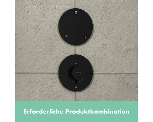 Schwarze Hansgrohe Duscharmatur an der Wand