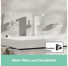 Waschtischarmatur im Badezimmer mit Comfort Zone Kennzeichnung