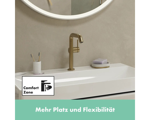 Waschbecken mit Armatur und Comfort Zone Symbol