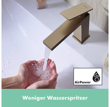 hansgrohe Waschtischarmatur TECTURIS E 80 CoolStart brushed bronze gebürstet mit Zugstangen-Ablaufgarnitur 73004140