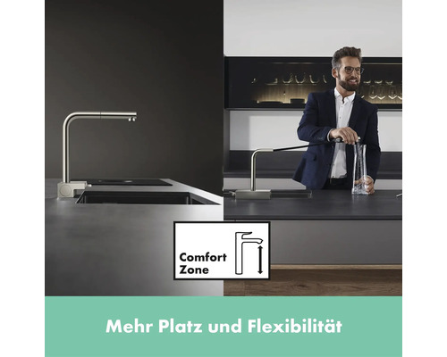 Küchenarmatur mit hohem Auslauf für mehr Flexibilität