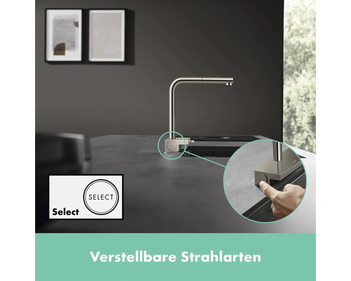 Küchenarmatur mit verstellbaren Strahlarten und Select Funktion