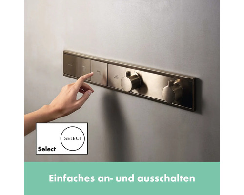 Unterputz Thermostatarmatur für die Dusche mit Drehregler und Druckknopfbedienung.