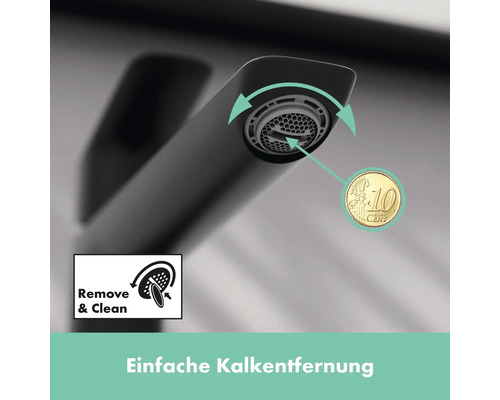 Detailansicht einer Armatur mit Funktion zur einfachen Kalkentfernung