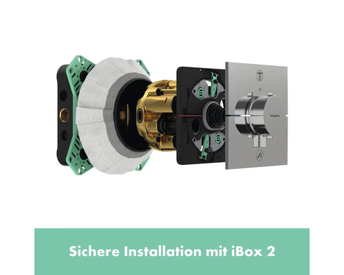 Explosionsdarstellung eines Unterputz Thermostatmoduls zur sicheren Installation mit iBox 2