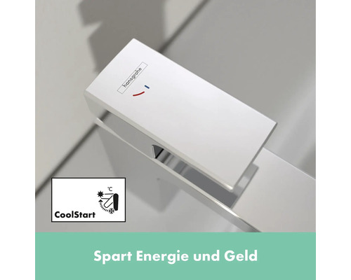 Hansgrohe Logo auf Armatur mit CoolStart Funktion