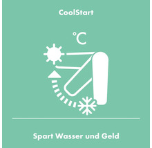 Coolstart Symbol: Wassersparen und Energiesparen durch Kaltwasser