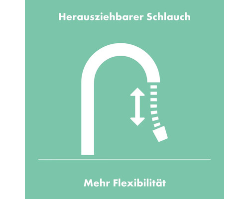 Symbol für herausziehbaren Schlauch für mehr Flexibilität