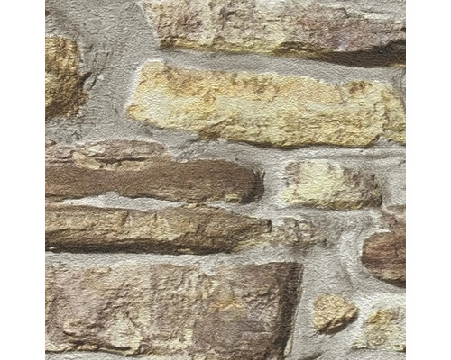 Nahaufnahme einer Tapete mit Steinmaueroptik