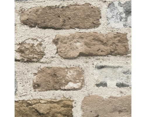 Nahaufnahme einer Tapete mit Backsteinmuster