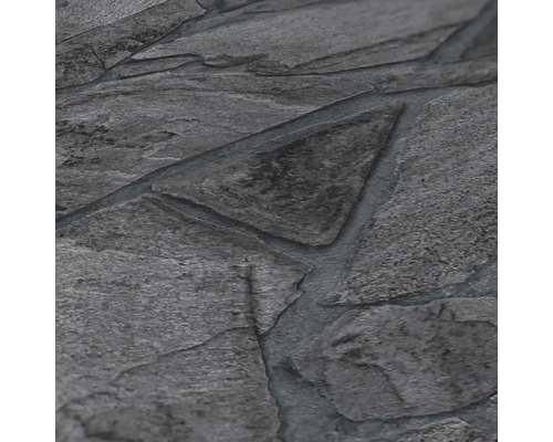 Nahaufnahme einer grauen Steinoptik Tapete.