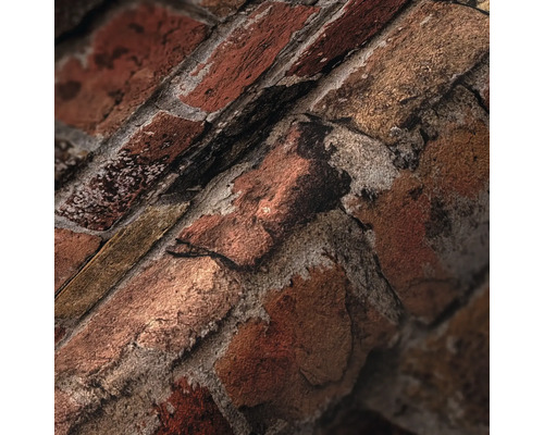 Nahaufnahme einer Tapete mit Backsteinmuster