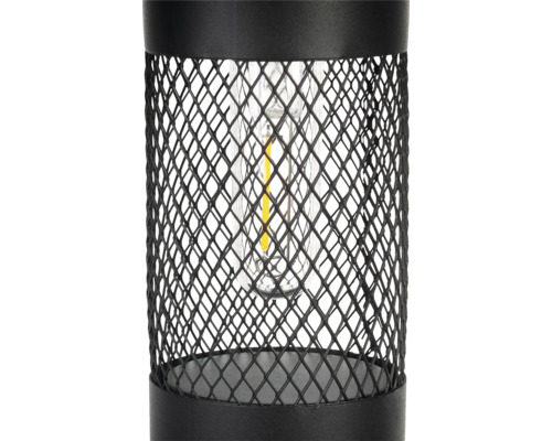 Tischleuchte mit Drahtgeflecht und Glühbirne