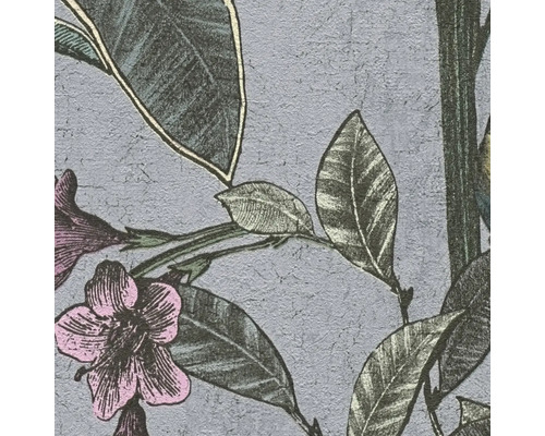 Tapete mit Blüten- und Blättermuster