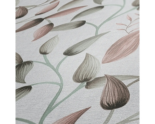 Nahaufnahme einer strukturierten Tapete mit Blattmuster