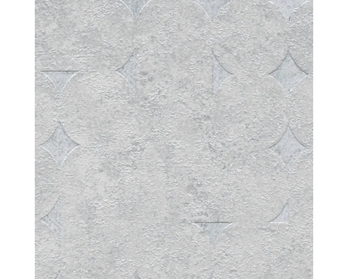 Nahaufnahme einer grauen Strukturtapete mit Kreismuster