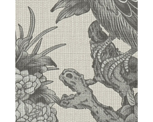 Detailansicht einer Tapete mit Vogel- und Ananas-Motiv