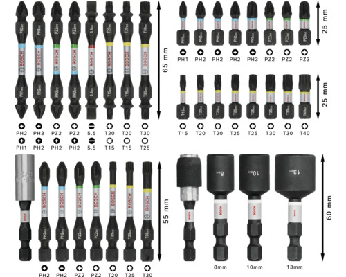 Bosch Schrauberbit Set mit verschiedenen Größen und Typen