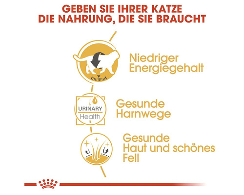 Katzenfutter-Vorteile: geringer Energiegehalt, gesunde Harnwege sowie gesunde Haut und schönes Fell
