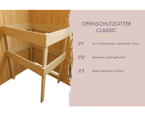 Ofenschutzgitter Classic aus Fichtenholz
