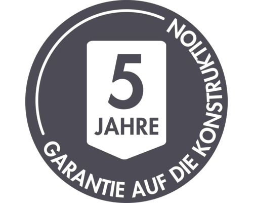 Fünf Jahre Garantie auf die Konstruktion Siegel