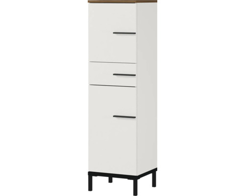 Weißer Bad-Hochschrank mit Schubladen und Ablagefächern